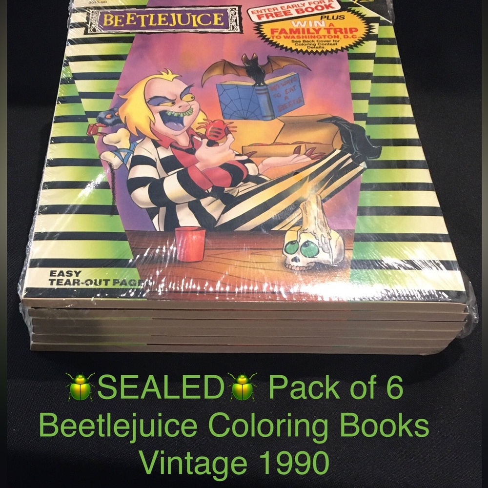 RARE (Pack of 6) 90s Beetlejuice Coloring Books Vintage